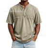 Мужская футболка-henley свободного кроя с коротким рукавом, с планкой на 3 пуговицах, повседневная, с круглым вырезом, смесовая хлопковая, для повседневной носки