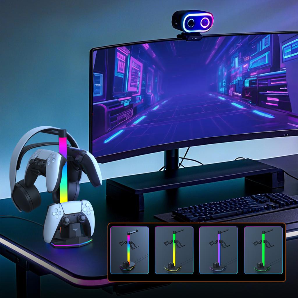 Зарядная станция-док-станция с 2 портами USB, держатель для игрового контроллера с RGB-подсветкой, компактные аксессуары для хранения для PlayStation 5/4