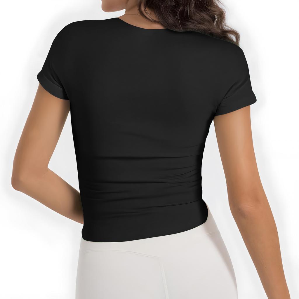 Женская мода повседневная узкая рубашка с коротким рукавом и квадратным вырезом, верхняя одежда, топы