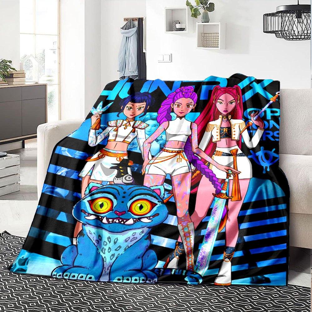 1pc Hunter X Kopo group - Themed Flannel Blanket - Suitable for Bed, Home Decor, Graduation Gifts, Easter, Back to School, ChristmasA79