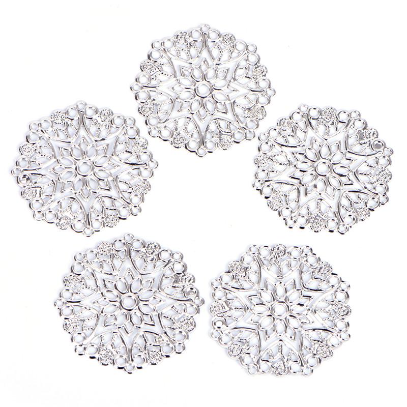 50 шт. бронзовые филигранные цветочные соединители для рукоделия, аксессуары для изготовления ювелирных изделий