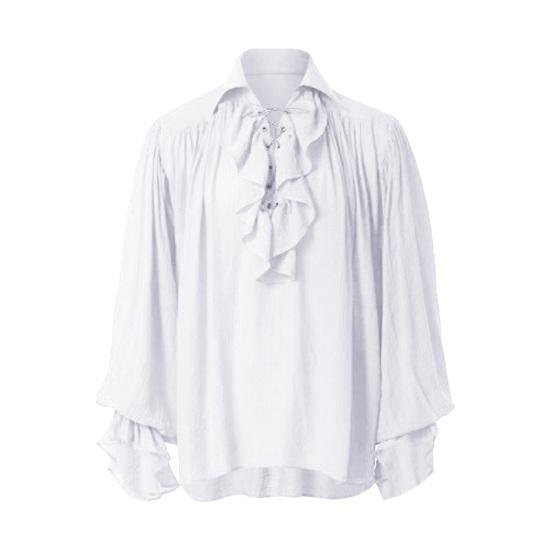 Мужская рубашка в стиле Ренессанс, костюм с рюшами и длинными рукавами на шнуровке, средневековая рубашка в стиле стимпанк, пиратская рубашка для косплея, сценическая драма