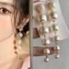 Fashion Korean Long Tassel Drop Earrings for Women Trendy Elegant Big Simulated Pearl Earrings Personalized Wedding Jewelry