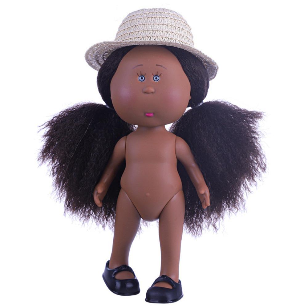Fashion Curly Hair 24Cm Bean Eye Vinyl Doll Dress Up Dark Skin Mia Potato Dolls 24Cm Movable Action Figure Body Doll Accessories