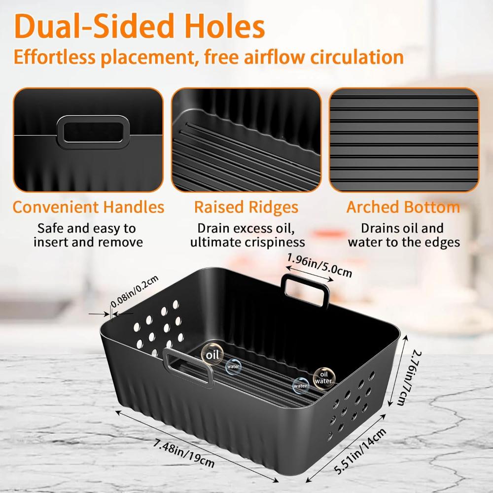 Силиконовые вкладыши для аэрофритюрницы для корзины Ninja Double-zone 9,5 л/10 кварт SL400 SL401 AF400 AF451 DZ401 DZ550 для Tower 9 л T17088 T17100