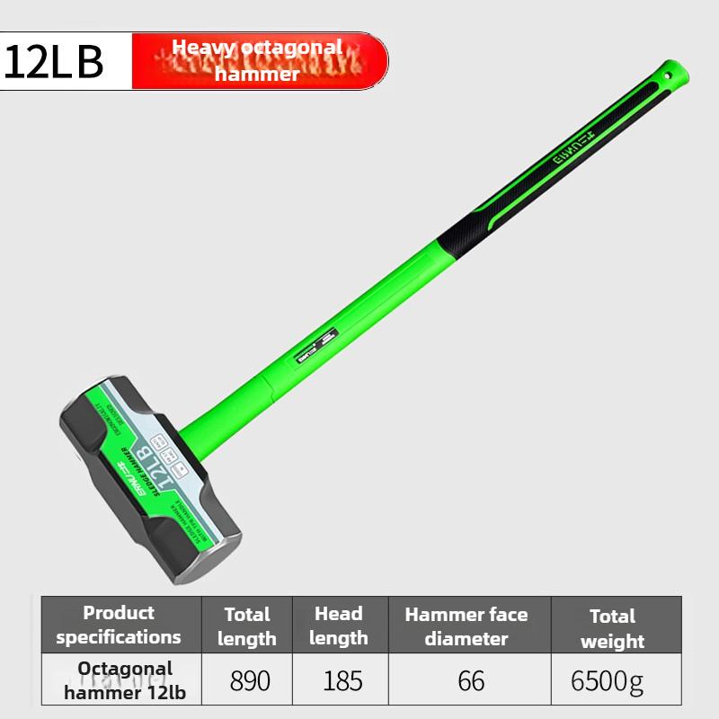 2LB-12LB Sledge Hammer Heavy Duty Octagonal Hammer Multi-functional Construction Wall Remover Hammers High Carbon Steel Tools