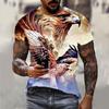 Fun 3D Animal Eagle Print Men's T-shirt Hip Hop Trend Street Casual Round Neck Short Sleeve Loose Top