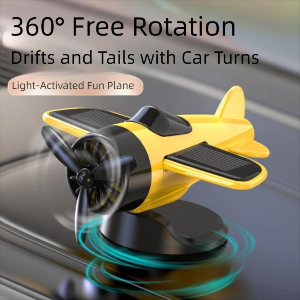 360° Rotary Car Center Console Decorations Solar Powered Aircraft Ornaments  Desktop Ornament