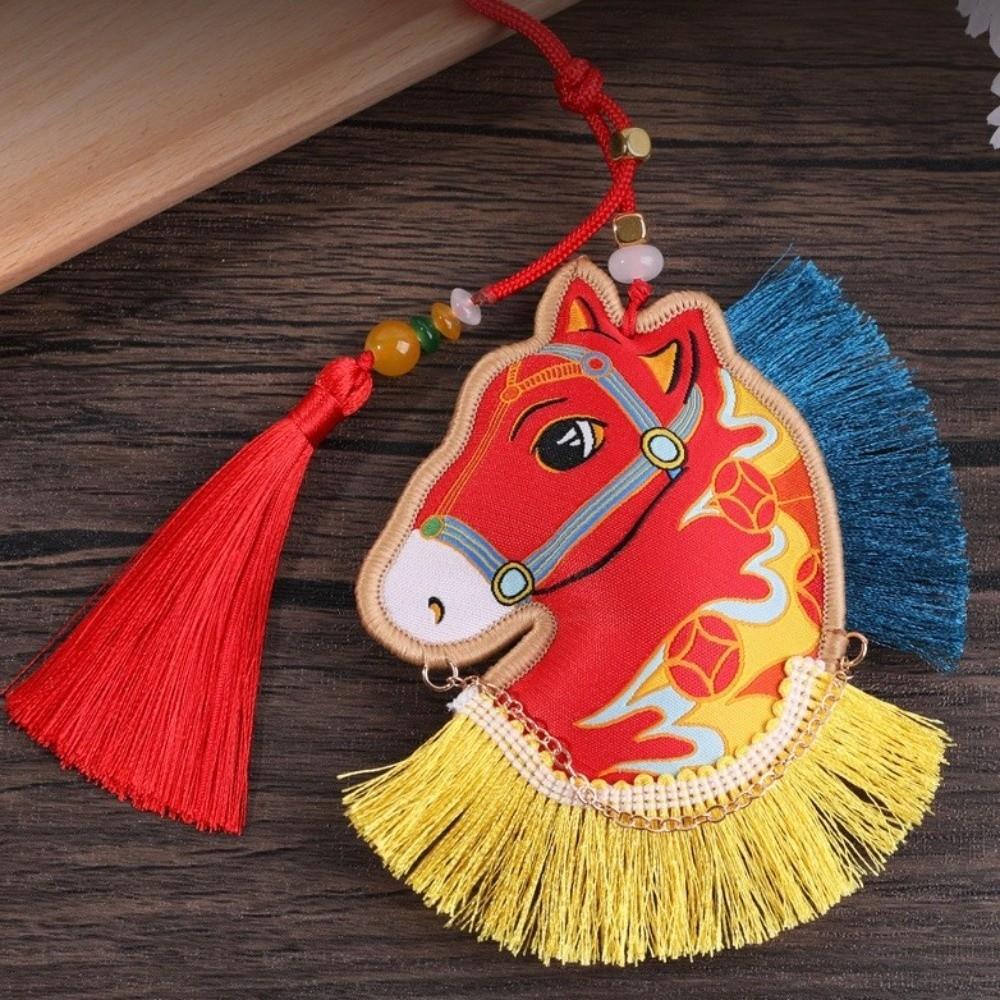 Chinese Style Pony Embroidered Pendant Tassel Car Hanging Ornaments National Wind Style
