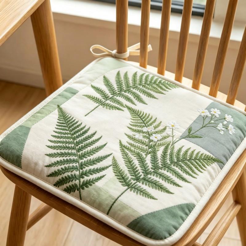 Quilted Printed Chair Cushion Flower Dining Room Living 18in 16in
