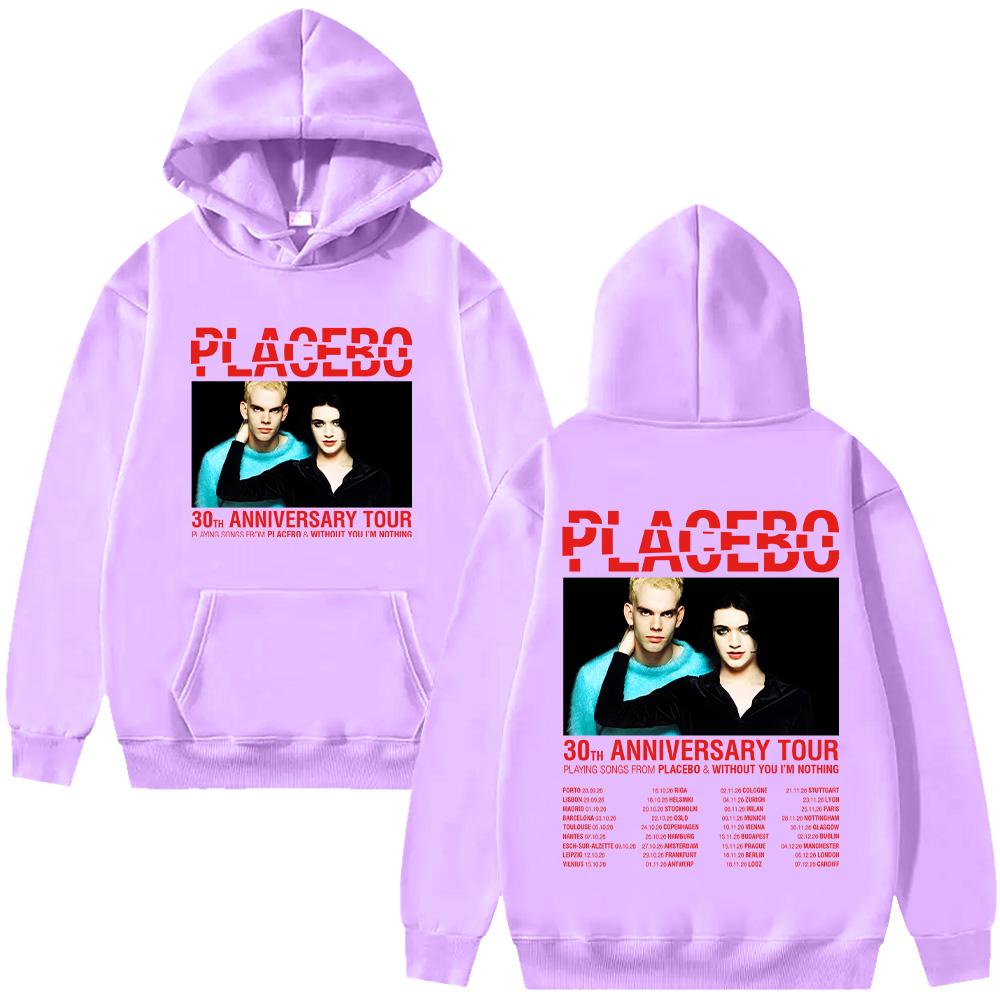 Placebo 30-й ЮБИЛЕЙНЫЙ ТУР Графические Худи Харадзюку Альтернативный Металл Рок-группа Стритвир Женские Мужские С длинным рукавом Y2K Пуловер