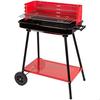 Barbecue Portable Au Charbon De Bois - AKTIVE - 4 Niveaux - Grilles En Acier - Hauteur Réglable - Rouge Et Noir