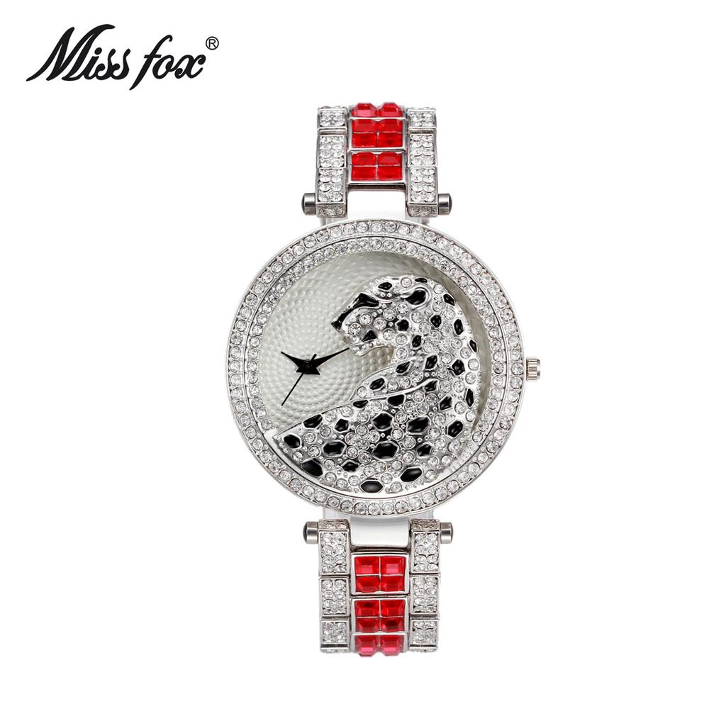 MISSFOX женские кварцевые часы модные блестящие повседневные женские часы женские кварцевые золотые часы с кристаллами и бриллиантами леопардовые для женщин часы