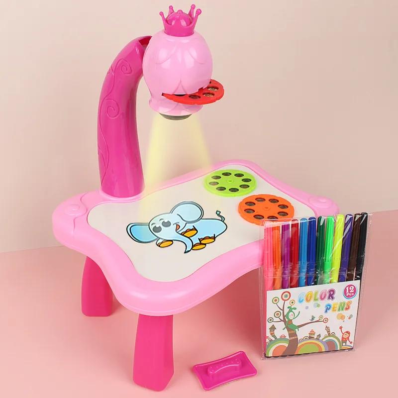 Детская доска для рисования Игрушки Детский светодиодный проектор Стол для рисования Игрушка для искусства Обучающая игрушка для рисования Подарок на день рождения