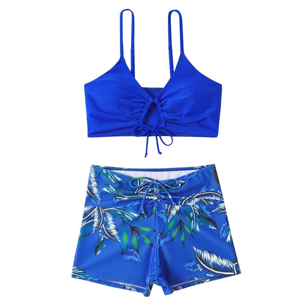 Женский винтажный купальник из двух предметов, комплекты бикини с рюшами в стиле ретро и высокой талией, комплекты бикини с принтом подсолнуха, купальный костюм