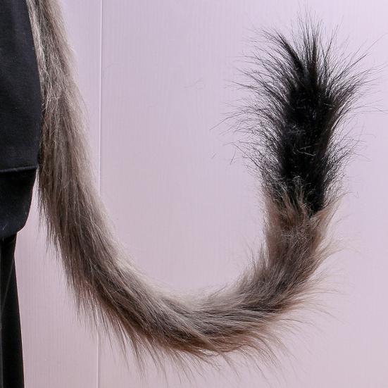 Cosplay Fake Cat Tail Soft Fuzzy Plush Contrast Color with Metal Pin Fixed Performance Club Dance Paty Costumes Prop Artificial Tail