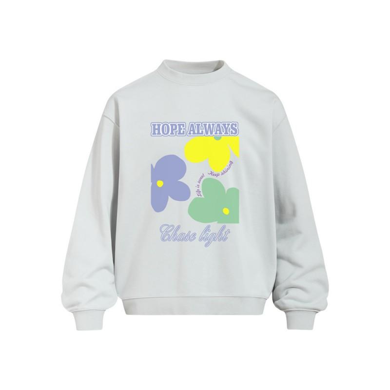Mens Oversized Floral Print Crewneck Sweatshirt Fall Casual Streetwear Loose Fit Cotton Blend Hoodie-Free