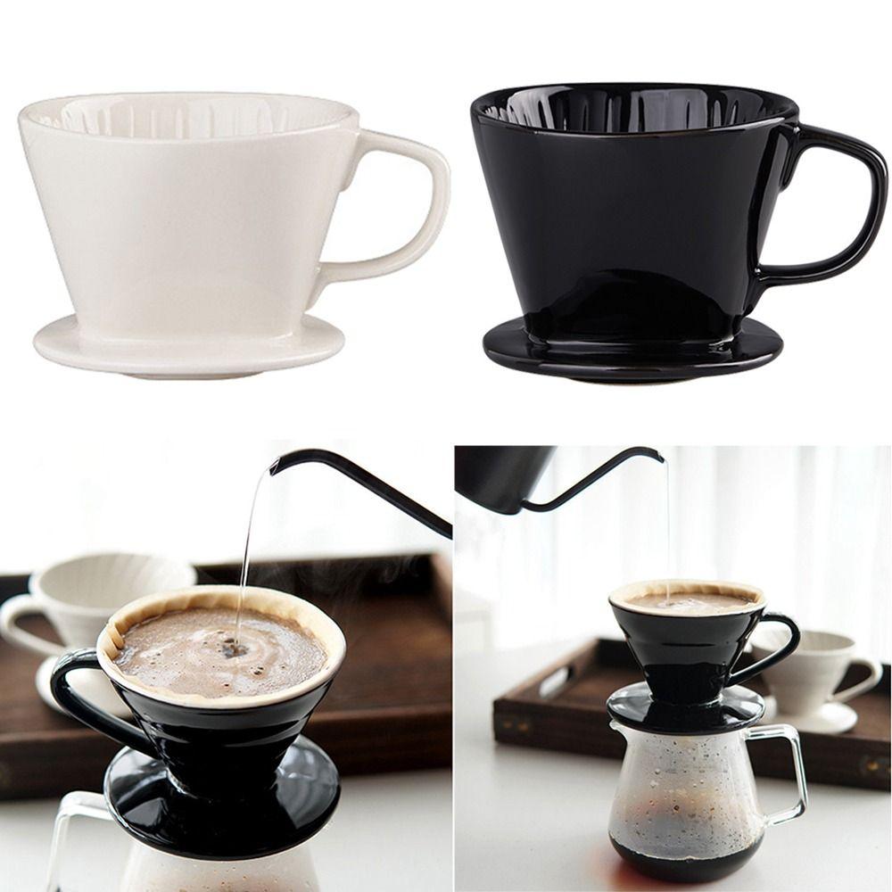 Flat Bottom Pour Over Coffee Filter Ceramic Cone Drip Holder Delicate Over Coffee Maker Travel