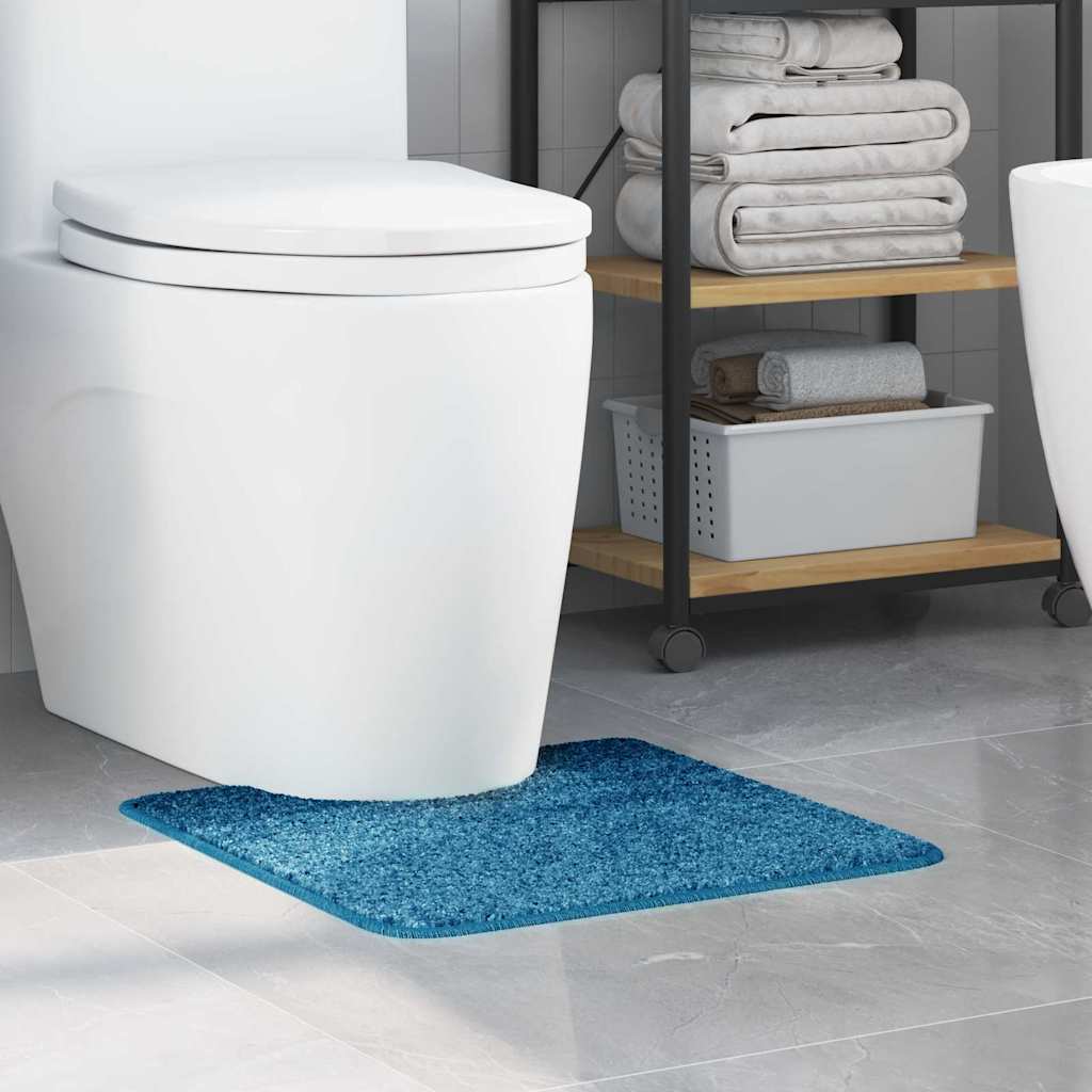 Non slip Bathroom Mat with Toilet Cut out Blue 50 x 50 cm