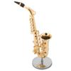 Brass Miniature Alto Saxophone Replica with Stand and Case Gold Plated Musical Instrument Model Ornaments Desk Decoration
