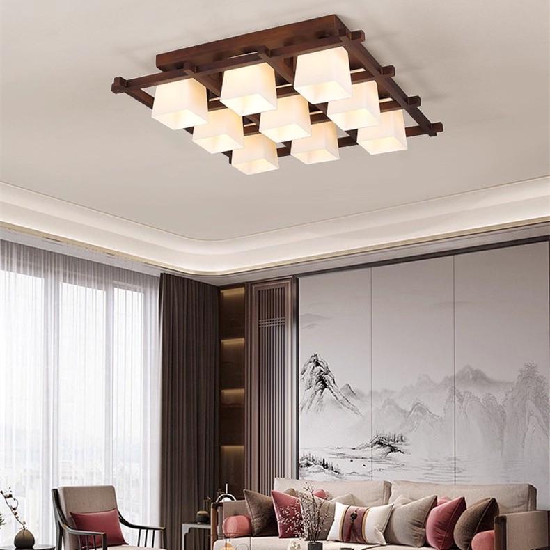 Walnut Glass LED Ceiling Light - Retro Inspired for Living Room or Master Bedroom