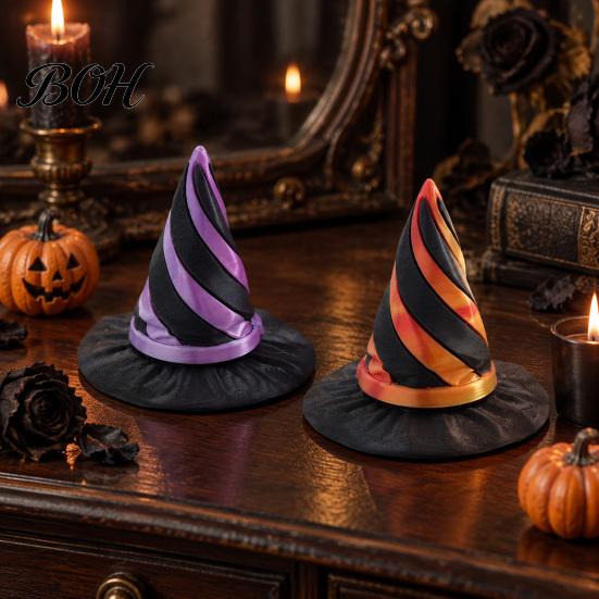Halloween Tabletop Ornaments 3D Printed Spiral Witch Hat Passthrough Fidget Toy, Festive Shelf Decor Sensory Stress Relief Toy for Kids Adults, Party