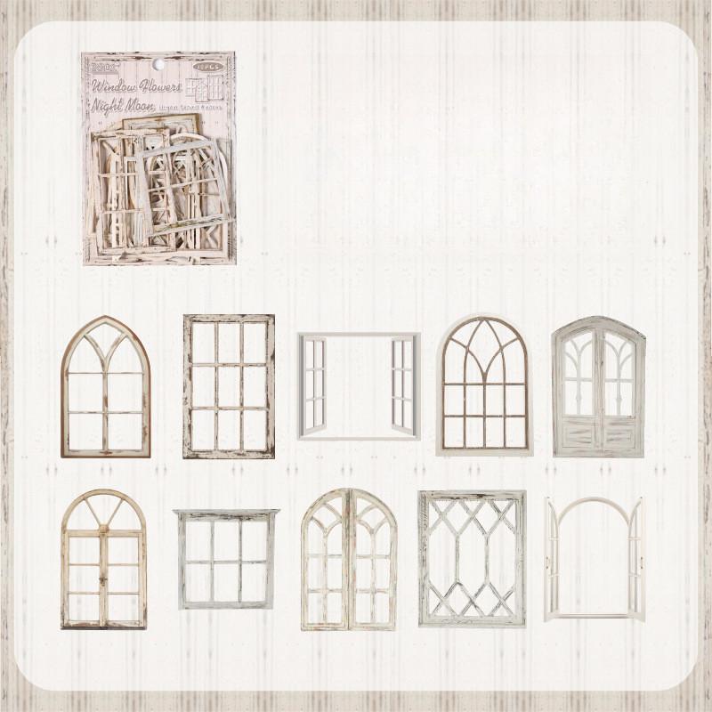 10pcs Vintage Hollow Windows Scrapbook Paper DIY Photo Album Collage Journal Creative Embelishment Paper