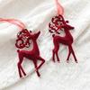 Wine Red Snowflake Reindeer Pendant Flocked Xmas Tree Hanging Pendant  Party Favors