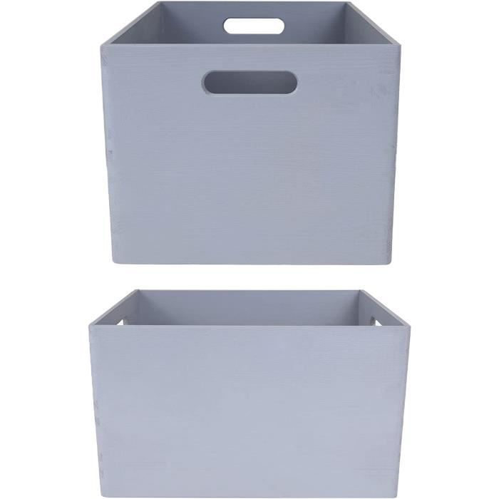 Caisse de Rangement - Creative Deco - 39 x 29 x 23 cm - Bois Naturel - Poignées - Contemporain