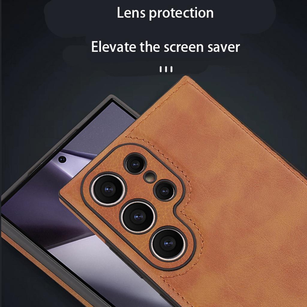 PU Leather Phone Case for Samsung Galaxy S26 Ultra S25 Plus S24, Shockproof Camera Lens Protection Back Cover