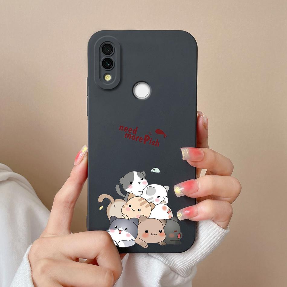 Чехол для телефона Xiaomi Redmi 7 Медведь Кошка Полное покрытие Высококачественный Жидкий Силикон Защита от падения Funda Для Redmi7 Бампер Capa В качестве подарка