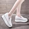 2026 Spring Autumn Genuine Leather White Shoes Women Fashion Sneakers Flat Platform Shoes Cow Leather Brand Ladies Height Increasing 8cm
