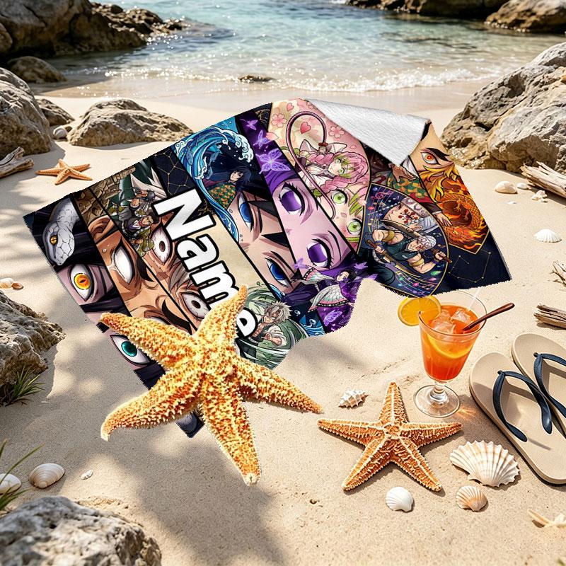 Custom Name Personalized Detective Conan Print Beach Towel, for Trip Camping Beach Party Home Decor, Birthday Gift for Family & Friends
