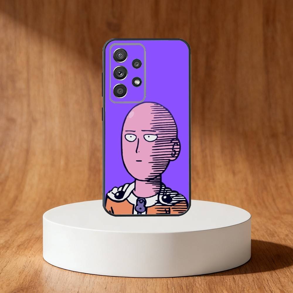 O-One P-Punch Anime Man Phone Case For Samsung S25,S24,S21,S22,S23,S30,Ultra,S20,Plus,Fe,Note,10,9,5G Black Cover