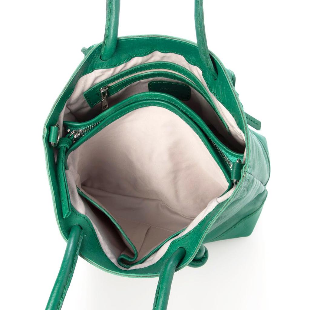 Soft leather tote bag 3-layer 2-way