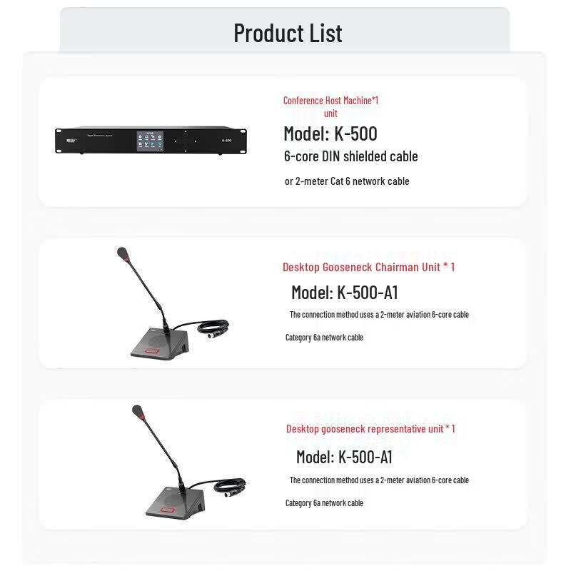 WISHU K-500-A1 Wired Gooseneck Conference Microphone with Video Tracking (CN version)