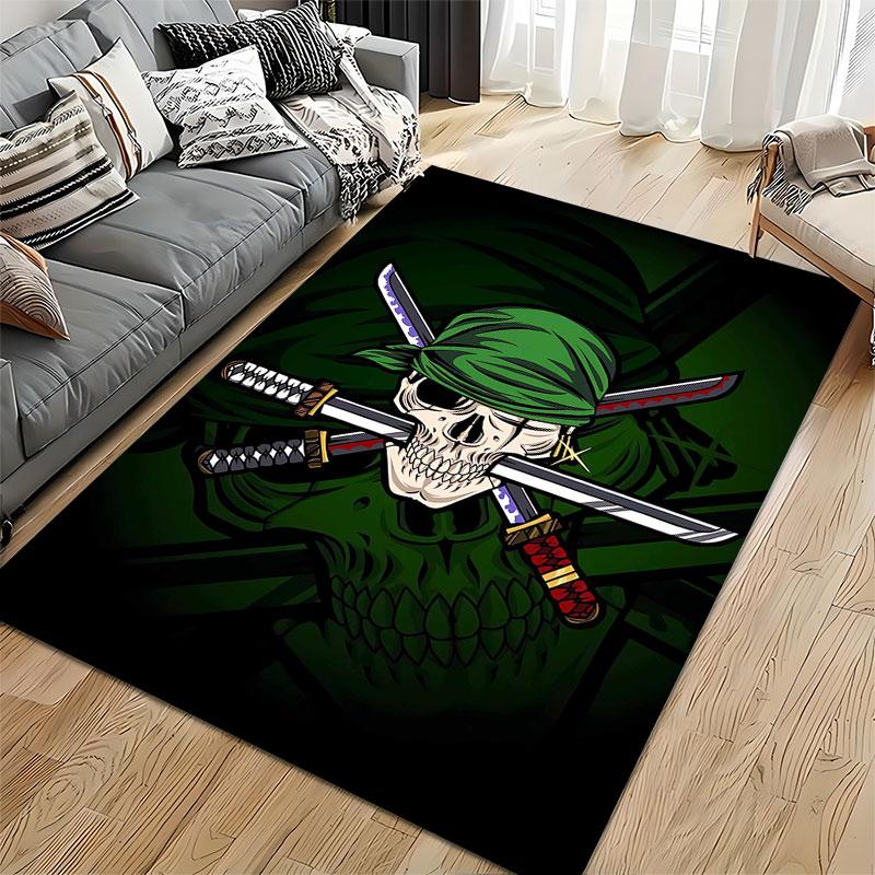 Skull with Swords and Bandana suitable as a non-slip mat for the living room or bedroom sofa