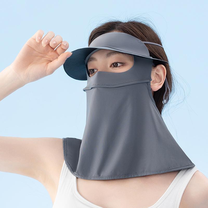 New Design Anti-UV Outdoor Cool Ice Silk Custom Full Face Summer Women Sunscreen Visor with Face Mask