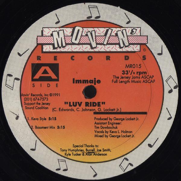 12-дюймовая пластинка IMMAJE - Luv Ride MR015 Movin' Records 1991 US Dance & Electronica Б/У