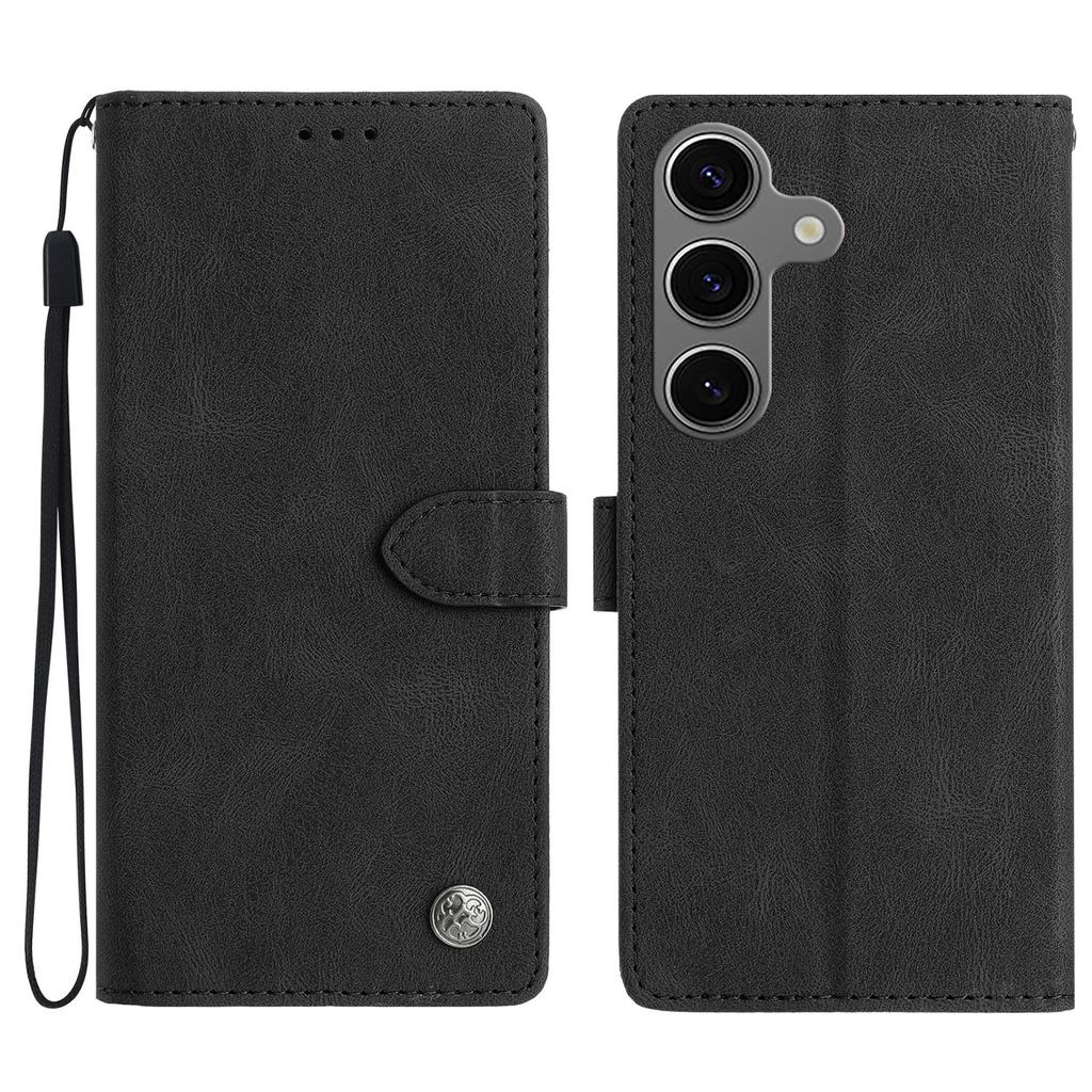 For Samsung Galaxy S24 FE Leather Case Solid Color Phone Wallet Cover