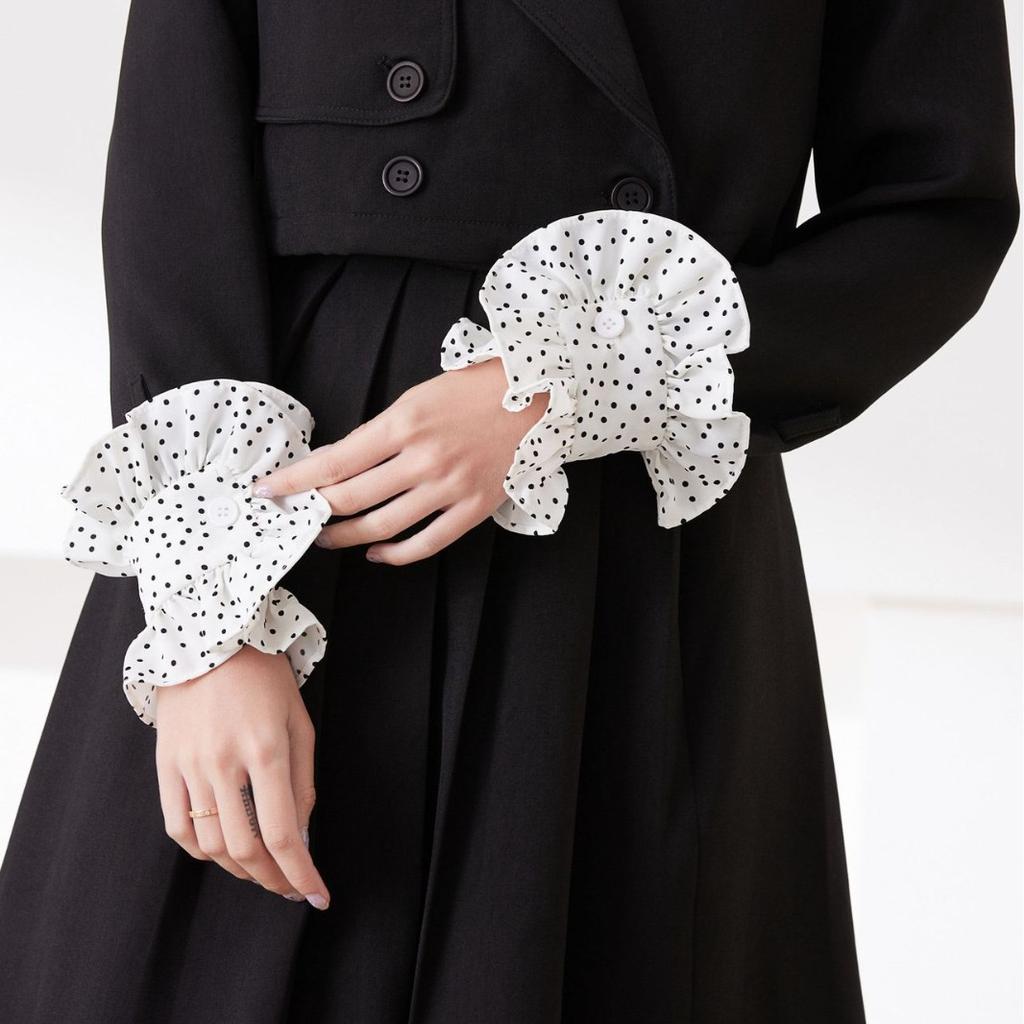 Women 1 Pair Ruffles Solid Wrist Cuffs Removable Lace Detachable Shirt Sleeve Cuffs for Winter Autumn Sweater False Sleeved