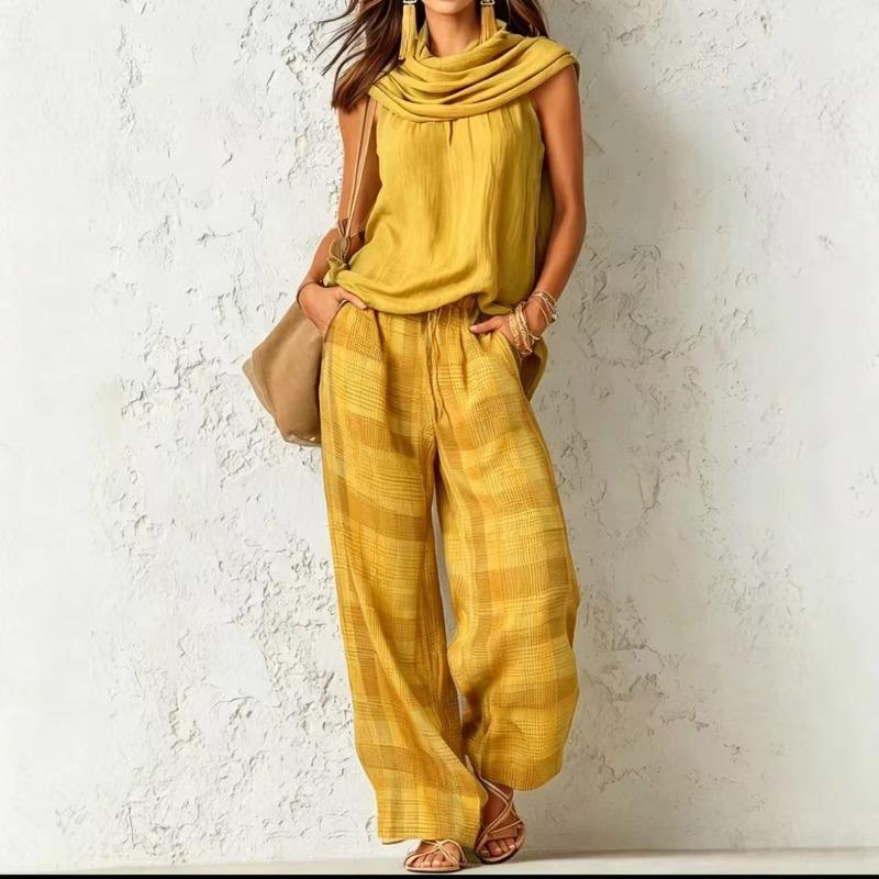 HNXC Women's Fashion Casual Sleeveless Pants Suits Classic Exquisite