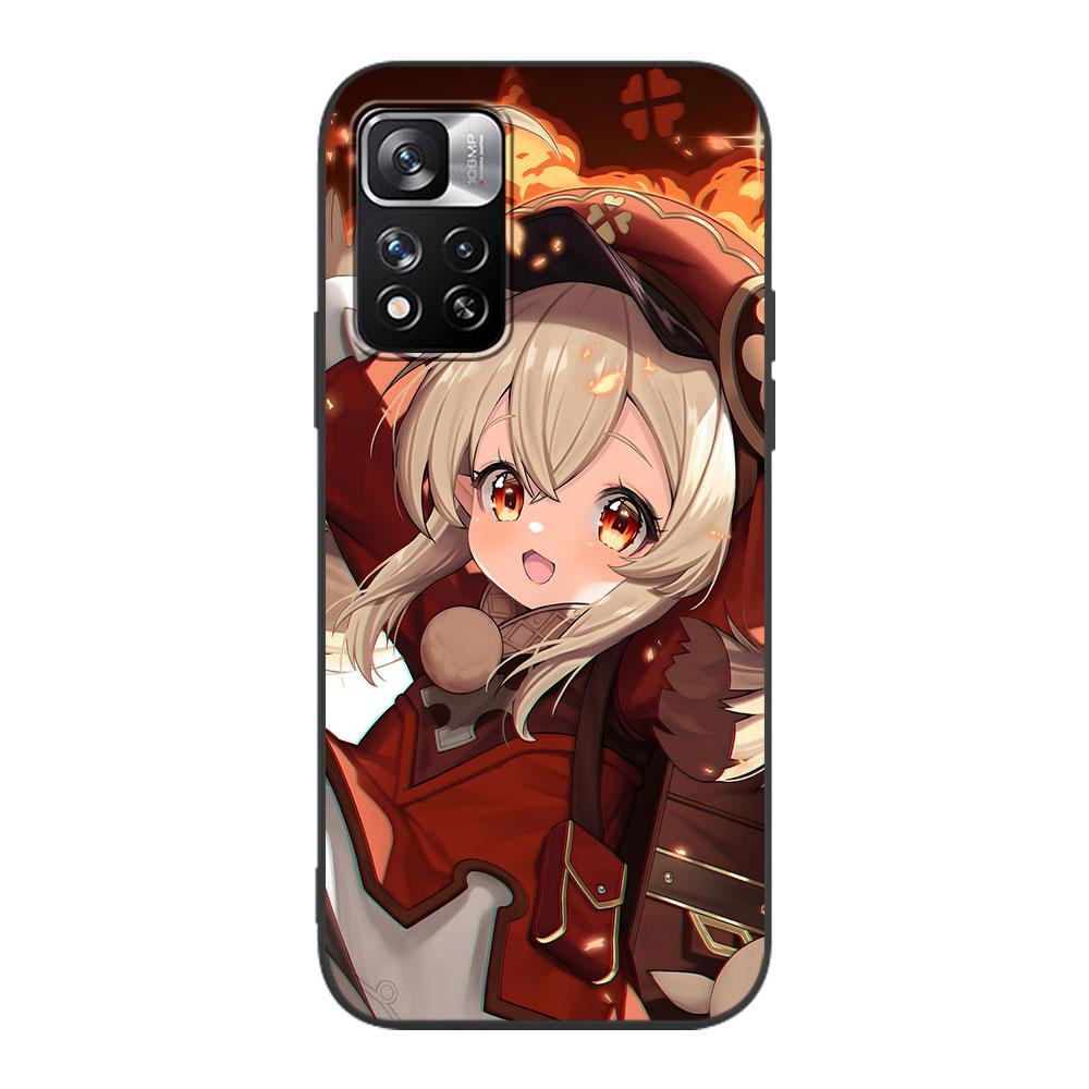 Чехол Klee Genshin Impact для Xiaomi Redmi Note 8 10 10S 11 9 11S 7 12 Pro Plus 12S 9S 8T 11E Pro 11T Мягкий черный чехол для телефона из ТПУ