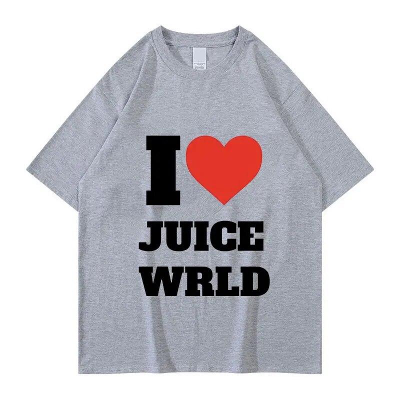 Футболка с рисунком рэпера I Love JUICE WRLD, летняя модная футболка унисекс большого размера, унисекс, топы из 100% хлопка, футболки, уличная одежда в стиле хип-хоп
