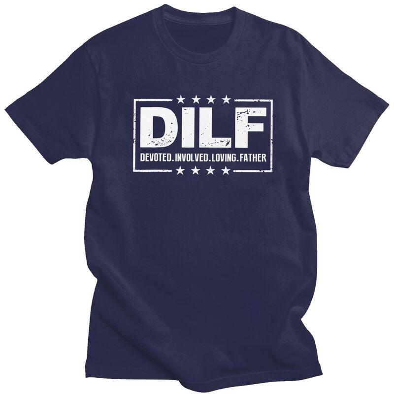 Индивидуальные DILF Преданный Вовлеченный Любящий Отец Папа Папа Футболки Мужские Хлопковые Футболки Футболка Модная Футболка Одежда