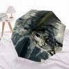Wolf Reflection Themed Automatic Opening and Closing Umbrella, Brightly Colored 8-rib Portable Umbrella, Suitable for Men and Women, A Perfe