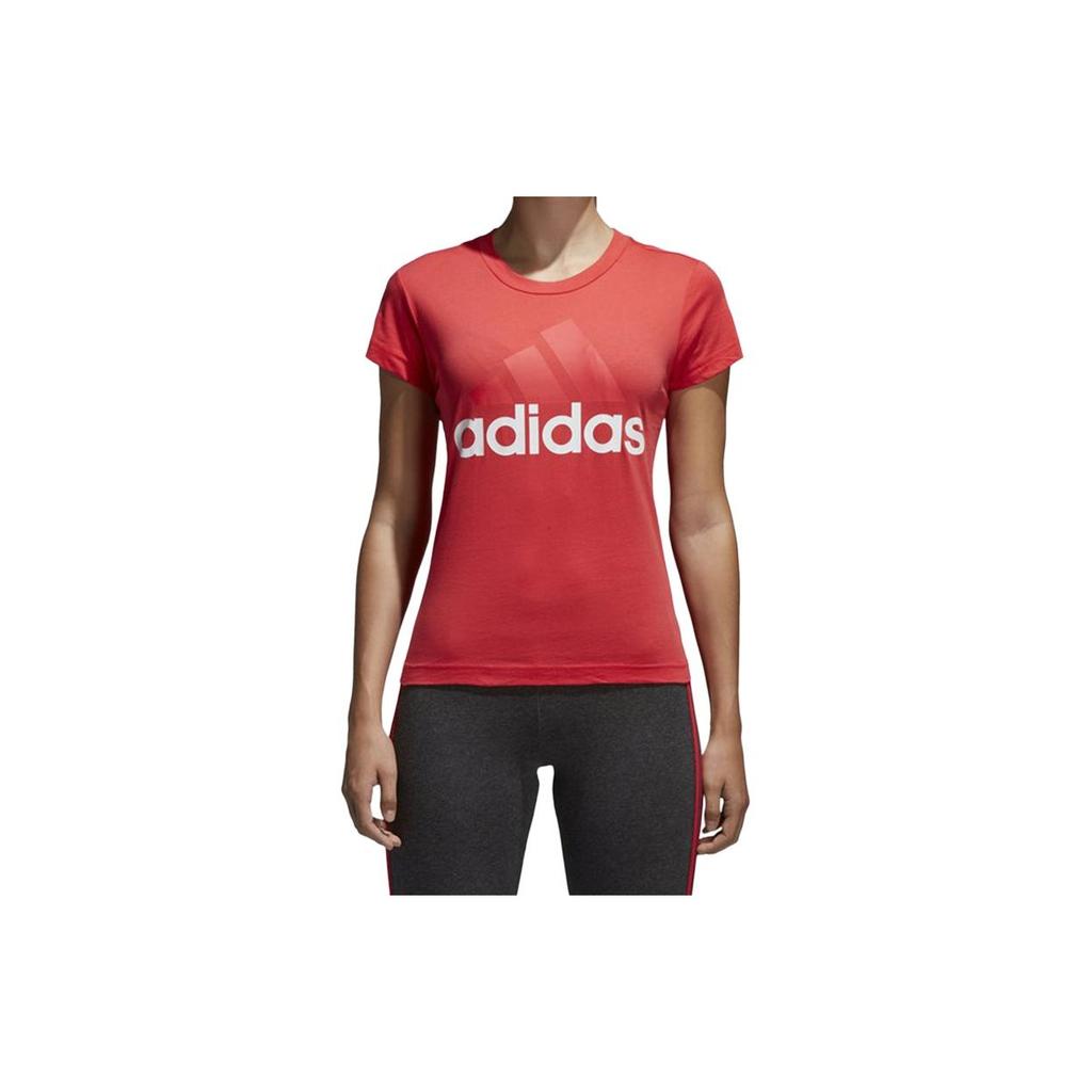 adidas Классическая футболка с коротким рукавом и принтом большого логотипа, женские топы, натуральный-кораллово-розовый CF8822