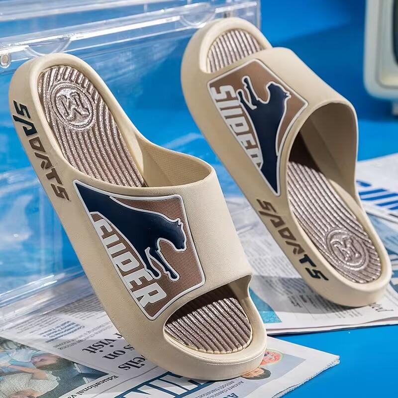 Новые тапочки, мужские летние спортивные уличные нескользящие домашние сандалии для ванной комнаты и спортивные тапочки, мужские шлепанцы