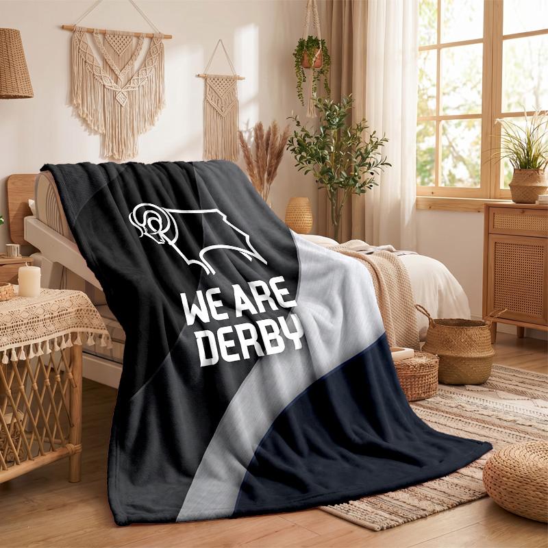 Derby County Football Print Flannel Blanket Soft Warm Sofa Bed Throw Blanket For Home Office Bedroom