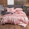Summer Smooth Satin Duvet Cover Include Duvet Cover Flat Sheet and Pillowcases Smooth Bedding Set Silky Luxury Bedcloth Sets